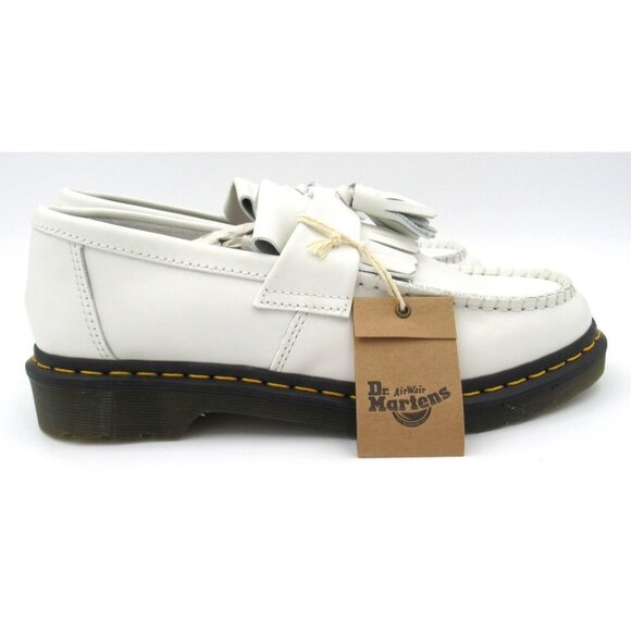 Dr. Martens ADRIAN White Smooth Leather Tassels Loafers SlipOn Size US 9 NEW Air - Picture 6 of 8